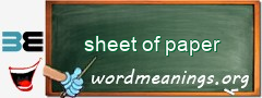 WordMeaning blackboard for sheet of paper